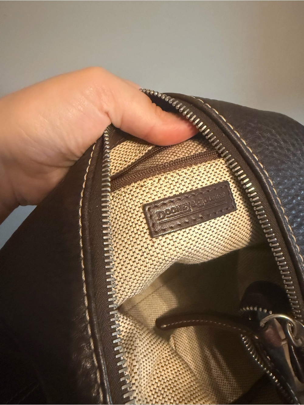 Dooney & Bourke Dark Brown Pebbled Leather Shoulder Bag - Picture 6 of 8